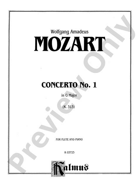 Mozart Concerto No 1 In G Major K 313 Flute Part S Wolfgang