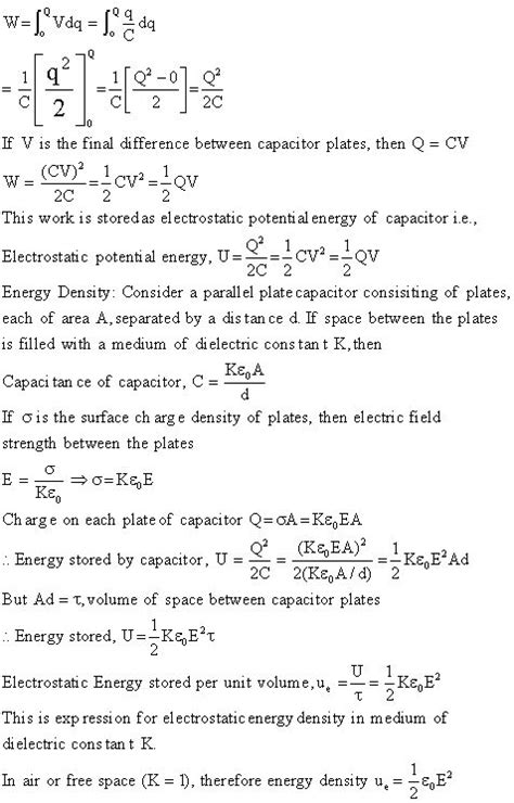 Show That The Energy Stored In A Parallel Plate Capacitor Is Cv