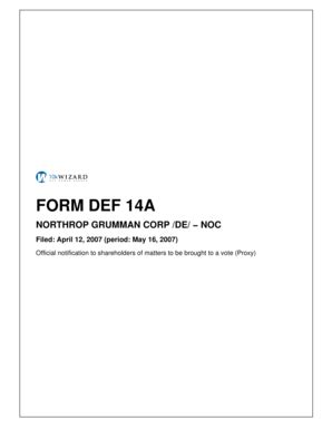 Fillable Online Media Corporate Ir Form Def A Northrop Grumman Corp