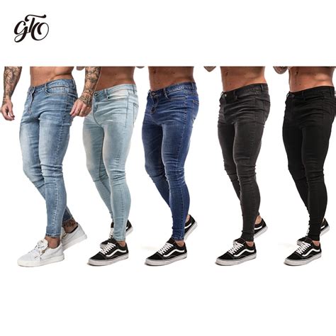 Gingtto Mens Skinny Jeans Black Distressed Denim Stretch Jeans Men