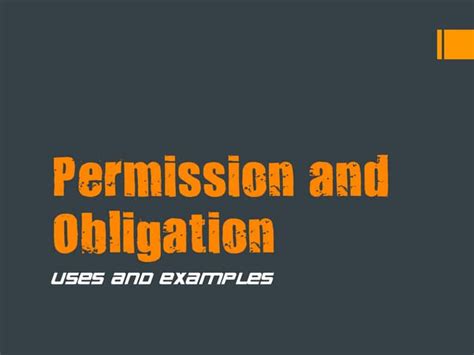 Permission And Obligation Ppt