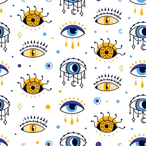 Mystic Evil Eye Seamless Pattern Background, Occult, Souvenir, Abstract ...