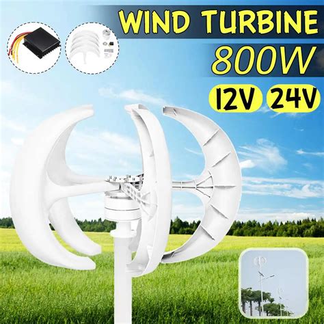 800W Wind Turbines Generator Lantern Vertical Axis 12V 24V 5 Blades