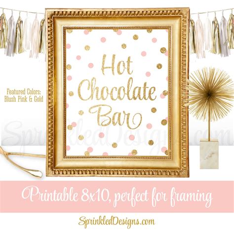 Hot Chocolate Bar Sign Blush Pink And Gold Glitter Baby Or Etsy