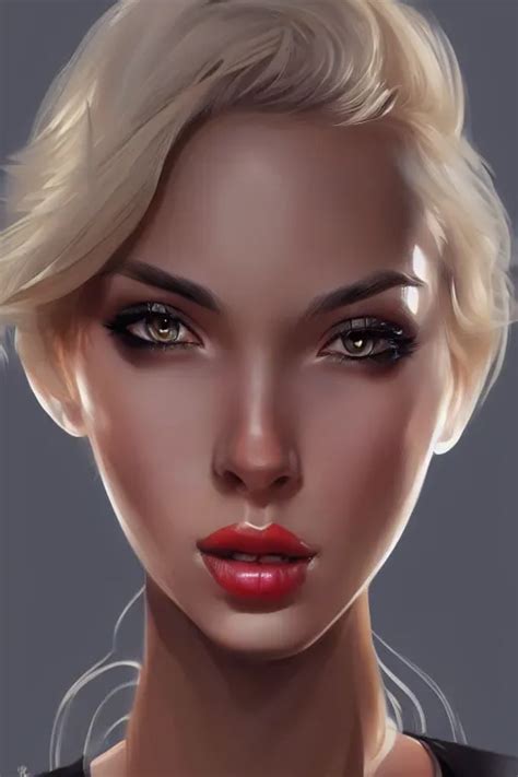 Beautiful Girl Short Blonde Hair With Black Hair Stable Diffusion