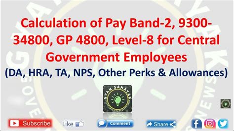 Calculation Of Pay Band 2 9300 34800 Gp 4800 Level 8 For Central