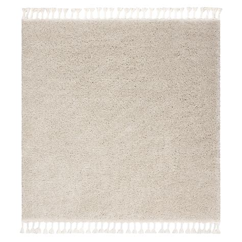 Tapis BERBER carré 9000 crème Franges berbère marocain shaggy 120x120 cm