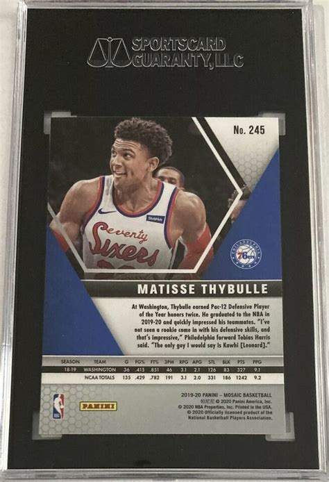 2019 20 Panini Mosaic 245 Matisse Thybulle Rookie RC SGC 10 GEM MINT