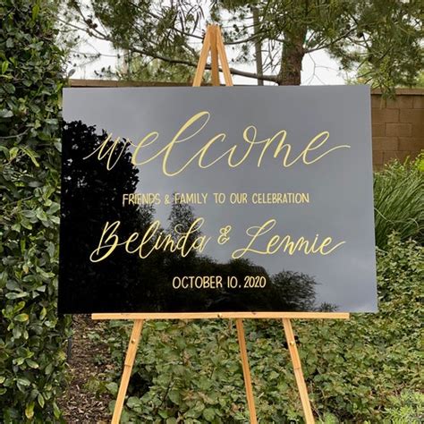 Matt Black Acrylic Wedding Welcome Sign Modern Welcome Sign Etsy