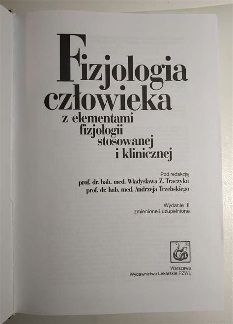 Fizjologia człowieka z elementami Traczyk Lublin Kup teraz na