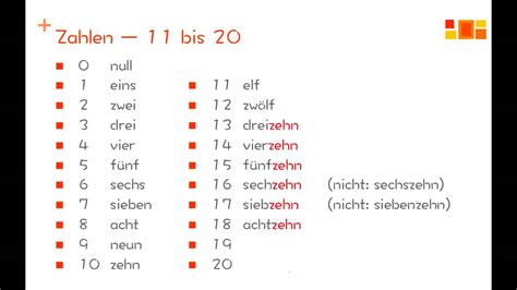 Deutsch Lernen Die Zahlen Von 0 Bis 20 Youtube