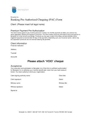 Fillable Online Banking Pre Authorized Chequing PAC Form Please