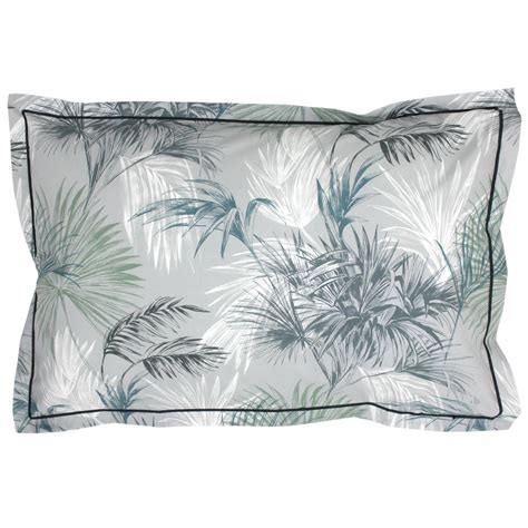 Taie D Oreiller 70x50 Cm Percale 100 Coton TROPICAL Gris Anthracite