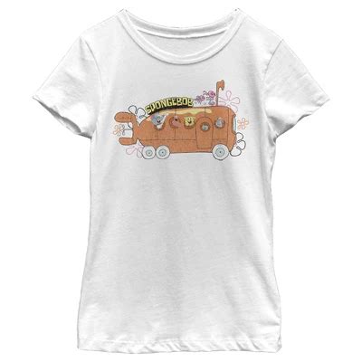 Girl S Spongebob Squarepants Bikini Bottom Bus Characters T Shirt White Small Target
