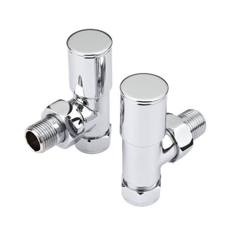 Milano Chrome Modern Angled Radiator Valves Pair