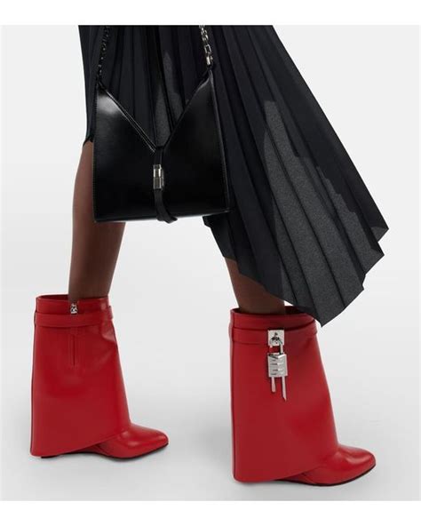 Givenchy Shark Lock Ankle Boots In Leather In Red Lyst