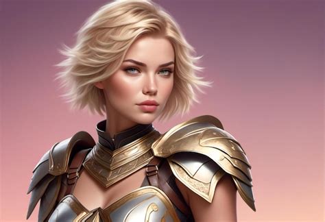 Premium Photo Illustration Of A Beautiful Female Knight With Blond