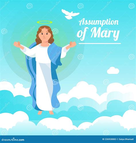 Assumption Of Mary Vector Illustration Of Mary For The Assumption Of Mary Day Greeting In Flat