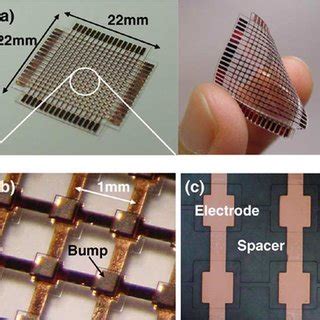 A Fabricated Tactile Sensor Module B Magnified View Of Cells And