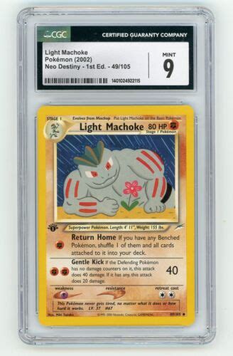 Light Machoke Pokemon Neo Destiny St Ed Cgc Mint Ebay