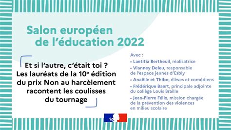 Salon Europ En De L Ducation Conf Rence Non Au Harc Lement Et Si L