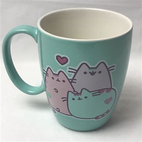 Pusheen Dining Turquoise Pusheen Ceramic Cat Mug Kawaii Poshmark