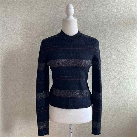 Revolve Sweater House Of Harlow 1960 Metallic Striped Knit On Black