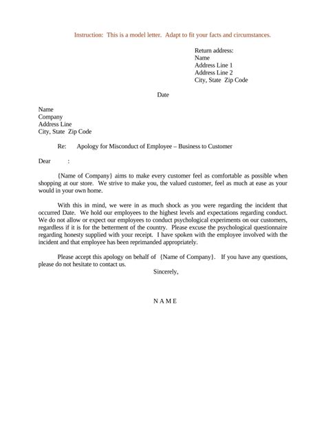 Sample Letter Of Apology