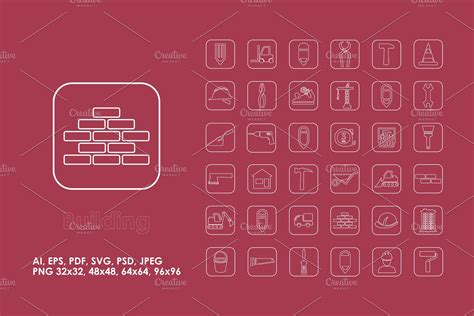 简约建设工程图标素材 36 Building Simple Icons 云瑞设计