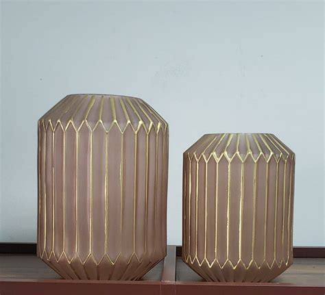 Vaso Vidro Nude E Dourado Minutia