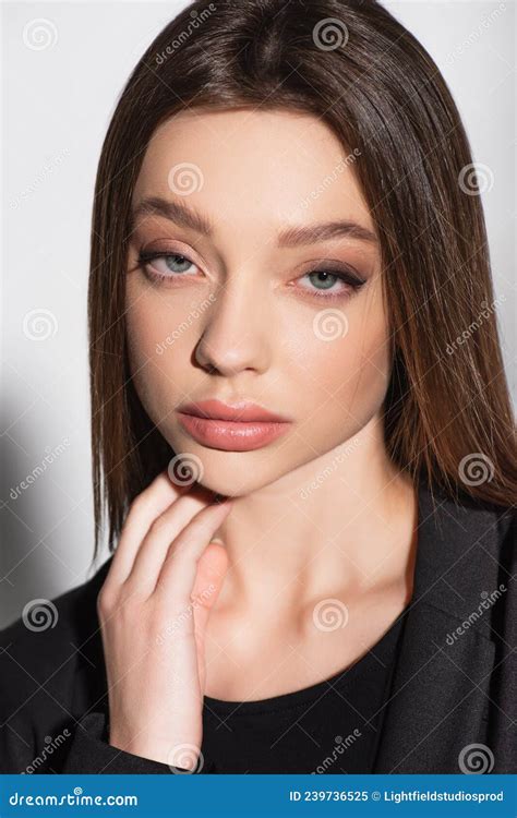 Close Up Portrait Of Pretty Brunette Stock Image Image Of Women