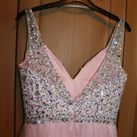 Pink Prom Dress With Gem Embellishment Size 6 Pink Depop