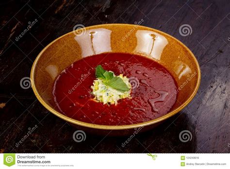 Gazpacho Frio Da Sopa Do Tomate Foto De Stock Imagem De Frio