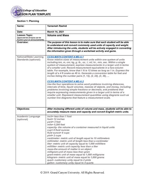 Lesson Plan 2 MAT 151 LESSON PLAN TEMPLATE Section 1 Planning Name