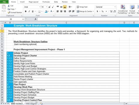 WBS Project Management Template XLS - Excel TMP