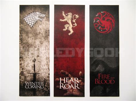 Game Of Thrones Bookmarks 5 Printable Designs For Download