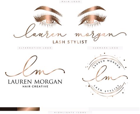 Rose Gold Lash Logo Lash Extension Logo Wink Logo Premade Etsyde