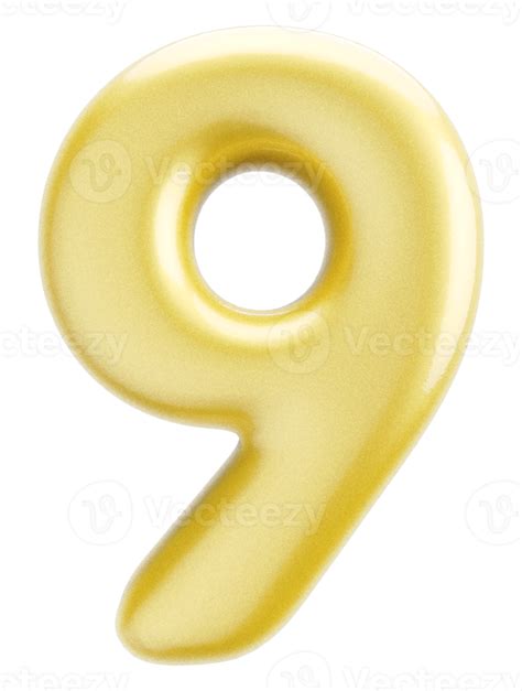 Number 9 3d Gold Element 9313537 Png