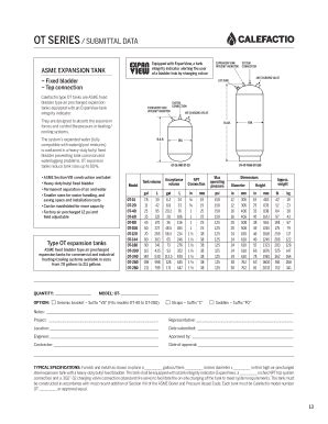 Fillable Online OT SERIES SUBMITTAL DATA BCalefactiob Fax Email Print