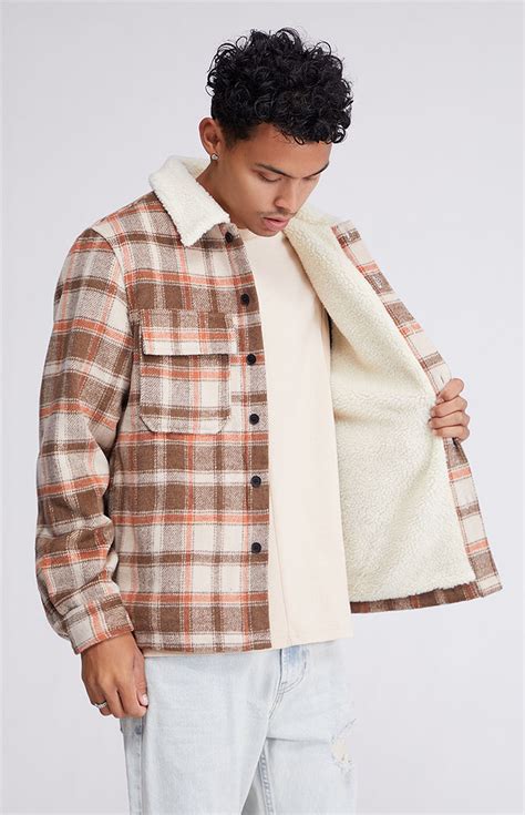 Pacsun Sherpa Lined Plaid Shacket Pacsun