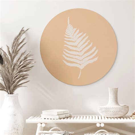 Alu Dibond Wall Circle Silhouette Of Fern Leaf 1X Studio Wall Art