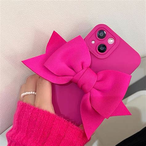 Hot Pink Bowknot Case For Iphone 16 Pro Max 15 Pro Max 14 Pro Max 13