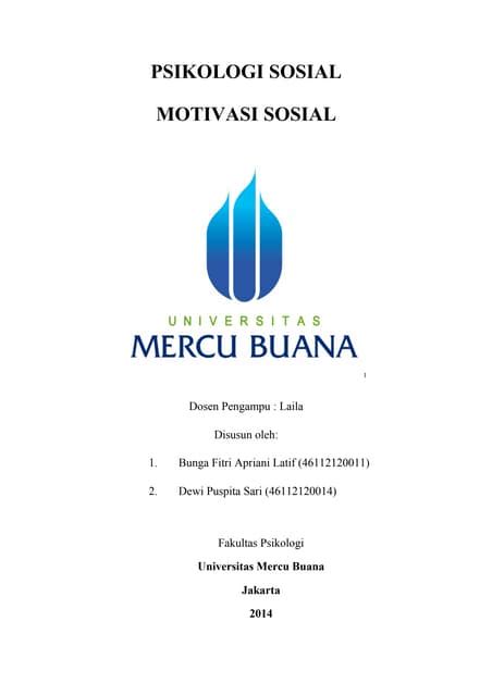 Makalah Motivasi Kelompok 1 Fak Psikologi Univ Mercu Buana Menteng Pdf