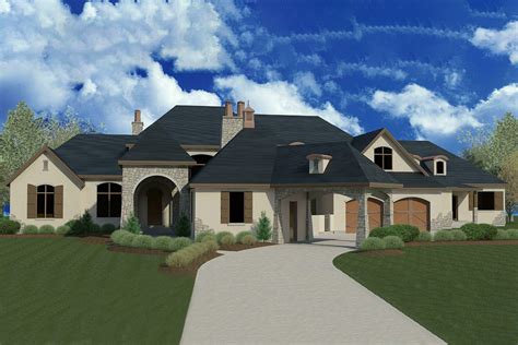 Luxury French Country Home Plan with Courtyard and Indoor Pool ...