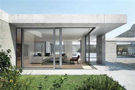 Beautiful Modern Villa with Garden, External View. Stock Image - Image of architecture, grass ...