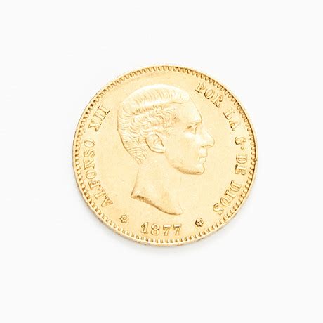 Mynt K Guld Pesetas Alfonso Xii Espana Advers