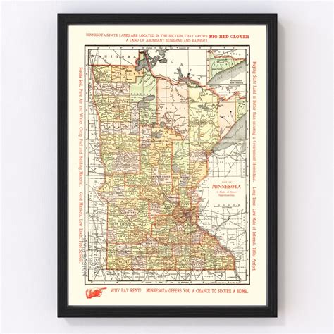 Vintage Map Of Minnesota 1904 By Teds Vintage Art