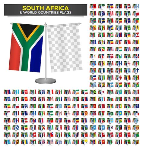 Bandera de sudáfrica vs países del mundo establecida ilustración