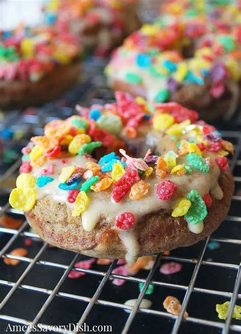 Vanilla Protein Donuts With Fruity Pebble Topping Donut Recipes