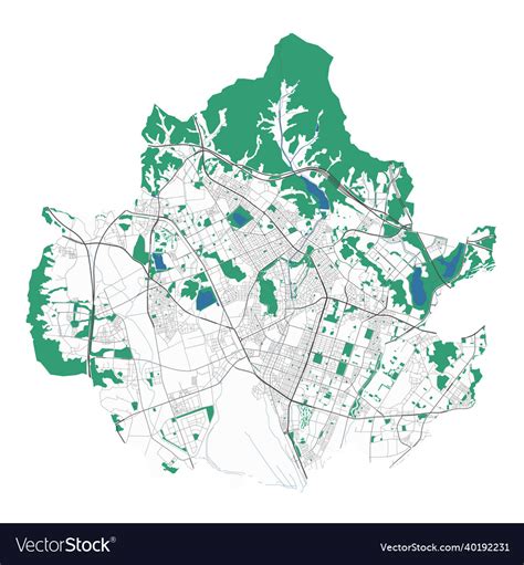 Suwon Map Detailed Map Of Suwon City Royalty Free Vector